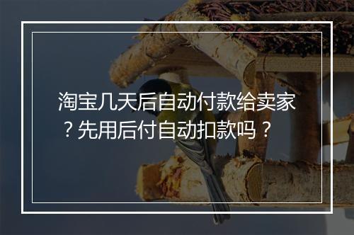 淘宝几天后自动付款给卖家？先用后付自动扣款吗？