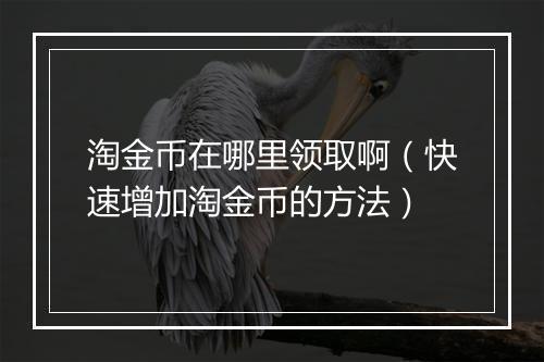 淘金币在哪里领取啊（快速增加淘金币的方法）