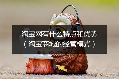 淘宝网有什么特点和优势（淘宝商城的经营模式）