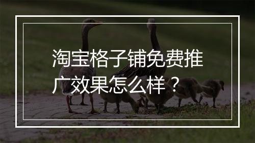 淘宝格子铺免费推广效果怎么样？