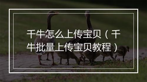 千牛怎么上传宝贝（千牛批量上传宝贝教程）