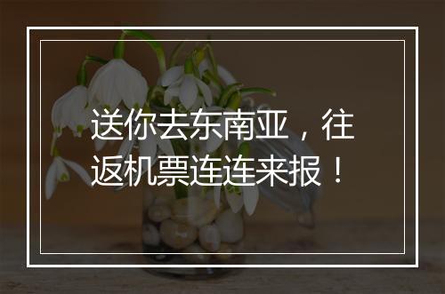 送你去东南亚，往返机票连连来报！