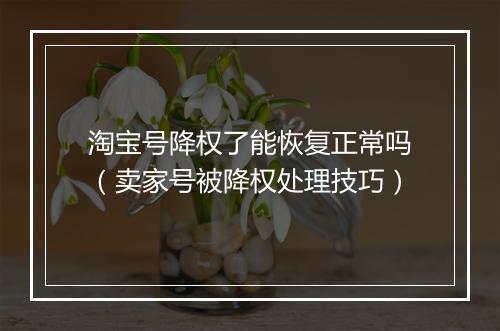 淘宝号降权了能恢复正常吗（卖家号被降权处理技巧）