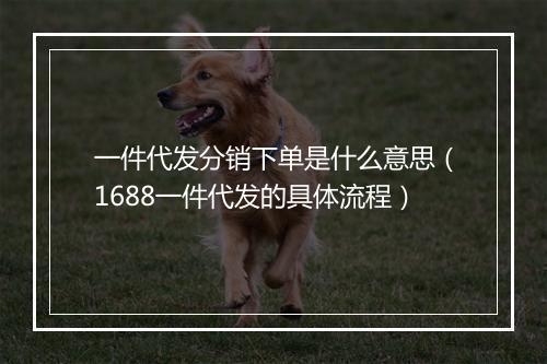 一件代发分销下单是什么意思（1688一件代发的具体流程）