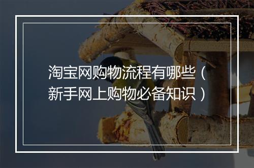 淘宝网购物流程有哪些（新手网上购物必备知识）