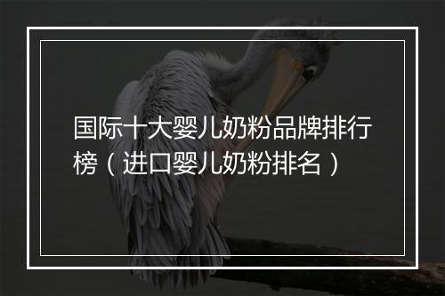 国际十大婴儿奶粉品牌排行榜（进口婴儿奶粉排名）
