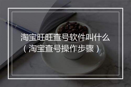 淘宝旺旺查号软件叫什么（淘宝查号操作步骤）