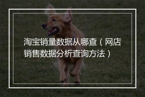 淘宝销量数据从哪查（网店销售数据分析查询方法）