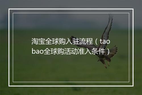 淘宝全球购入驻流程（taobao全球购活动准入条件）