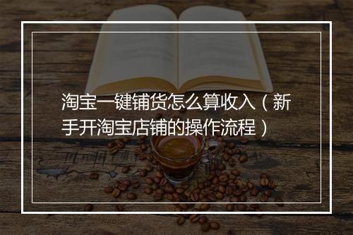 淘宝一键铺货怎么算收入（新手开淘宝店铺的操作流程）
