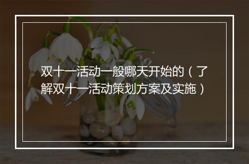 双十一活动一般哪天开始的（了解双十一活动策划方案及实施）