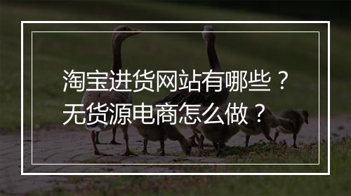 淘宝进货网站有哪些？无货源电商怎么做？