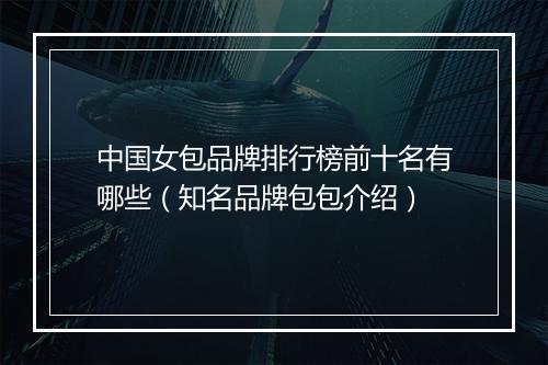中国女包品牌排行榜前十名有哪些（知名品牌包包介绍）