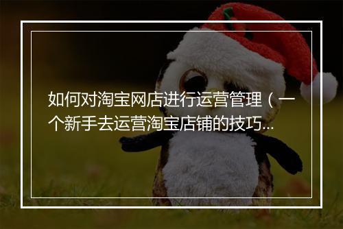 如何对淘宝网店进行运营管理（一个新手去运营淘宝店铺的技巧）