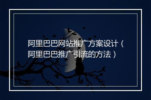 阿里巴巴网站推广方案设计（阿里巴巴推广引流的方法）