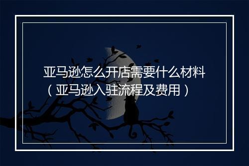 亚马逊怎么开店需要什么材料（亚马逊入驻流程及费用）