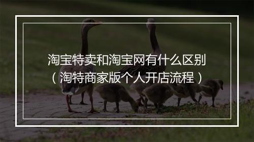 淘宝特卖和淘宝网有什么区别（淘特商家版个人开店流程）