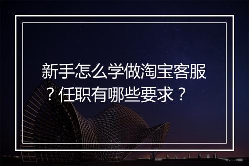 新手怎么学做淘宝客服？任职有哪些要求？