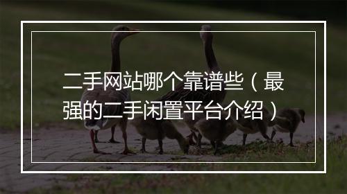 二手网站哪个靠谱些（最强的二手闲置平台介绍）