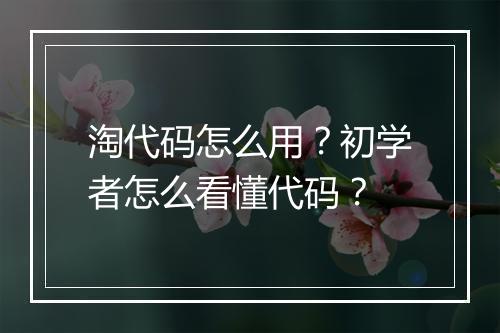 淘代码怎么用？初学者怎么看懂代码？