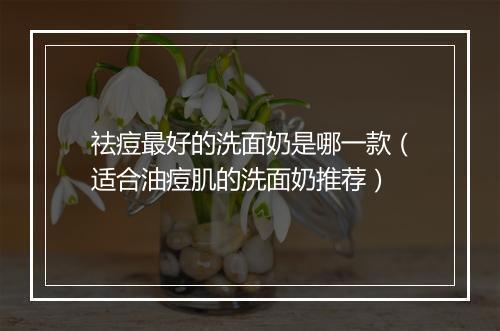 祛痘最好的洗面奶是哪一款（适合油痘肌的洗面奶推荐）