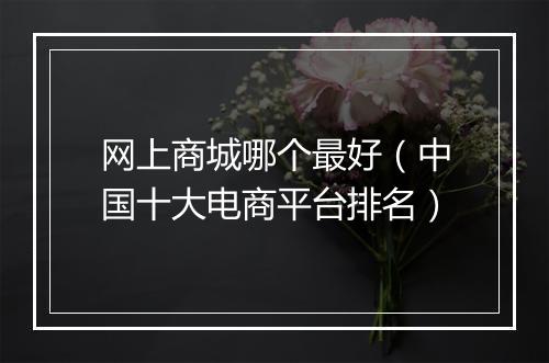 网上商城哪个最好（中国十大电商平台排名）