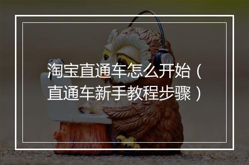 淘宝直通车怎么开始（直通车新手教程步骤）