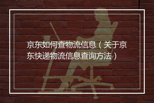 京东如何查物流信息（关于京东快递物流信息查询方法）
