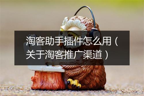 淘客助手插件怎么用（关于淘客推广渠道）
