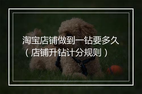 淘宝店铺做到一钻要多久（店铺升钻计分规则）