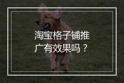 淘宝格子铺推广有效果吗？