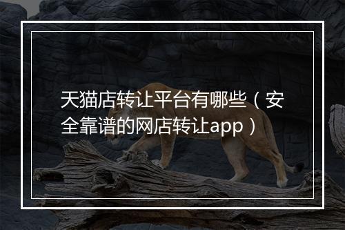 天猫店转让平台有哪些（安全靠谱的网店转让app）