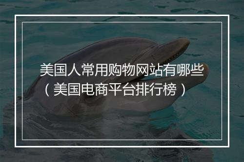 美国人常用购物网站有哪些（美国电商平台排行榜）