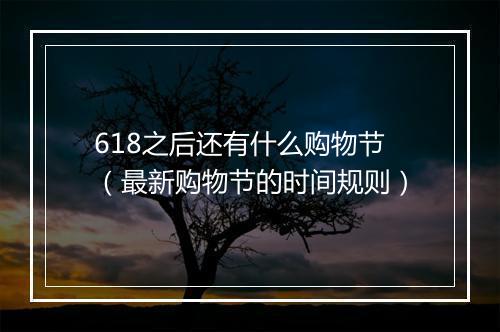 618之后还有什么购物节（最新购物节的时间规则）