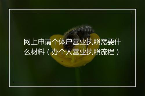 网上申请个体户营业执照需要什么材料（办个人营业执照流程）