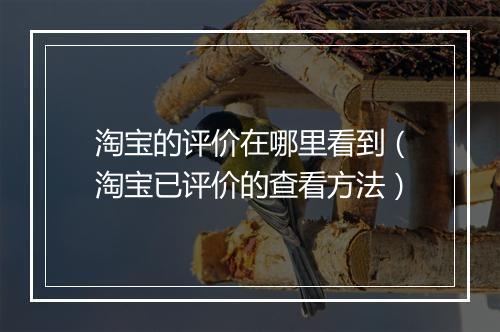 淘宝的评价在哪里看到（淘宝已评价的查看方法）