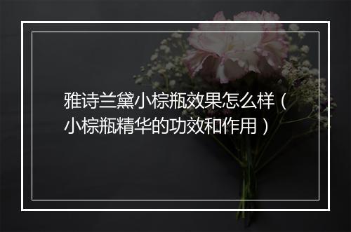 雅诗兰黛小棕瓶效果怎么样（小棕瓶精华的功效和作用）