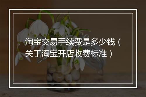 淘宝交易手续费是多少钱（关于淘宝开店收费标准）