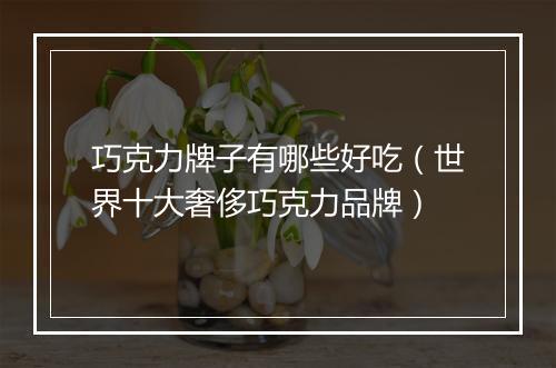巧克力牌子有哪些好吃（世界十大奢侈巧克力品牌）