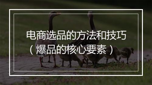 电商选品的方法和技巧（爆品的核心要素）