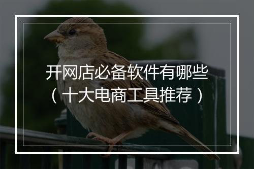 开网店必备软件有哪些（十大电商工具推荐）