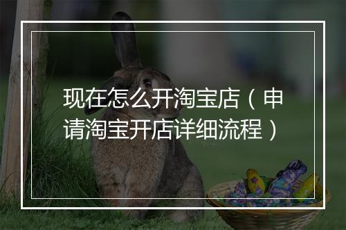 现在怎么开淘宝店（申请淘宝开店详细流程）