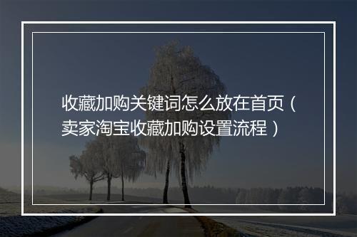 收藏加购关键词怎么放在首页（卖家淘宝收藏加购设置流程）