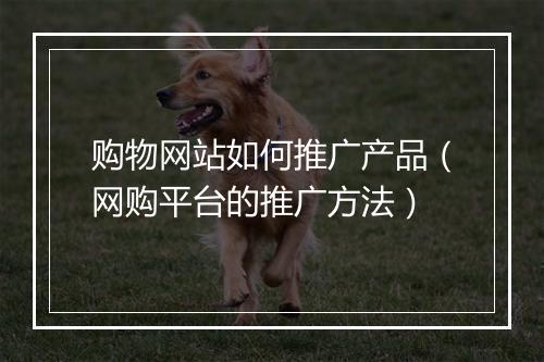 购物网站如何推广产品（网购平台的推广方法）