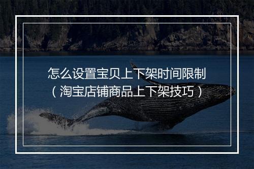 怎么设置宝贝上下架时间限制（淘宝店铺商品上下架技巧）