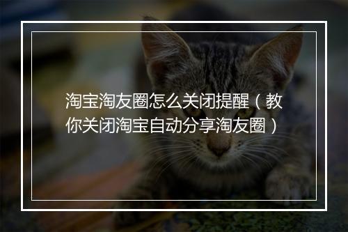 淘宝淘友圈怎么关闭提醒（教你关闭淘宝自动分享淘友圈）