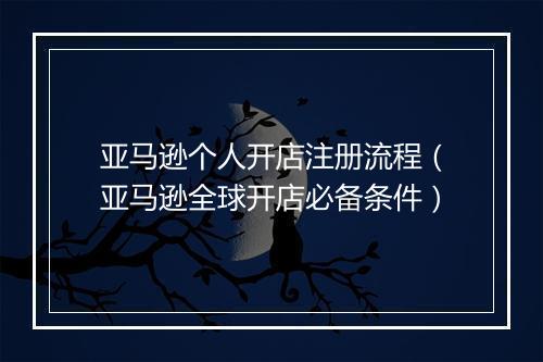 亚马逊个人开店注册流程（亚马逊全球开店必备条件）