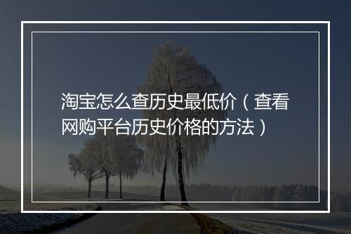 淘宝怎么查历史最低价（查看网购平台历史价格的方法）