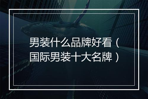 男装什么品牌好看（国际男装十大名牌）