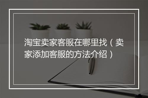 淘宝卖家客服在哪里找（卖家添加客服的方法介绍）